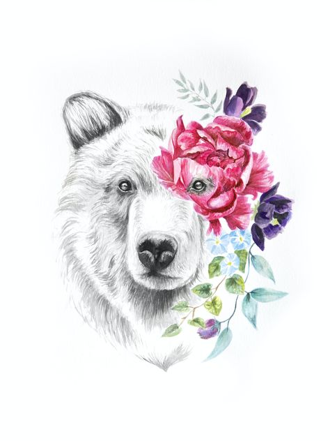 Baby Bear Tattoo, Mama Bear Tattoos, Mamma Bear, Bear Tattoo Designs, Tier Tattoo, Kunst Tattoos, Bear Tattoos, Bear Tattoo, Bear Art
