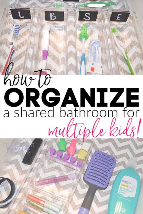 Organisation, Shared Bathroom Ideas Kids, Shared Bathroom Organization, Kids Bathroom Ideas Shared Boy And Girl, Shared Bathroom Ideas, Boy And Girl Shared Bathroom, Kids Bathroom Organization Ideas, Girls Shared Bathroom, Girls Bathroom Organization