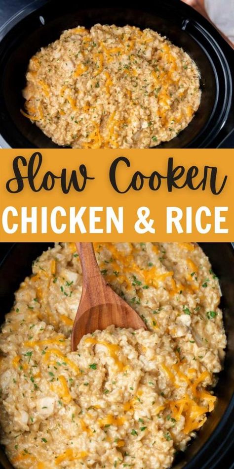 Slow Cooker Chicken, Crock Pot Chicken And Rice, Slow Cooker Chicken Rice, Chicken Crockpot Recipes Easy, Easy Crockpot Dinners, Dinner Recipes For Family, Crock Pot Chicken, Crockpot Dishes, Chicken And Rice