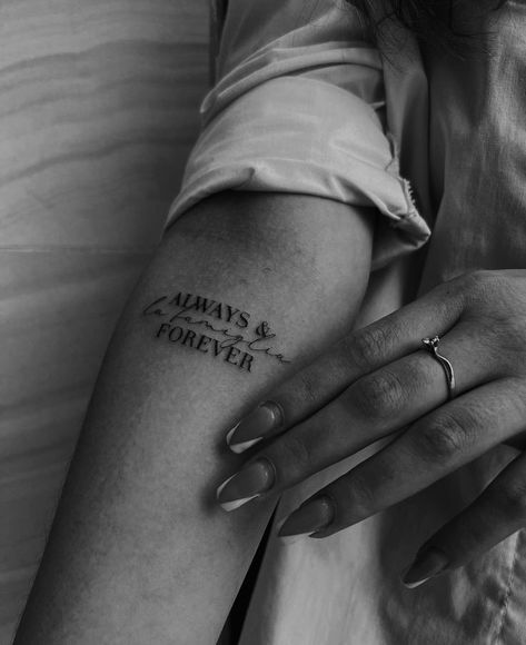 In Another Lifetime Tattoo, Small Vampire Diaries Tattoo, Tvd Tattoos Ideas Damon, Always And Forever Tattoo The Originals, Always Forever Tattoo, Forever And Always Tattoos, Tvd Tattoos Ideas, Tvd Tattoos, Save Me Tattoo