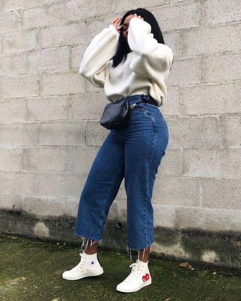 Big Girl Outfits, Ragazza Formosa, Big Women Fashion, Mom Jeans Outfit, Streetwear Mode, Looks Plus Size, Plus Size Kleidung, Jeans Outfit, Mid Size