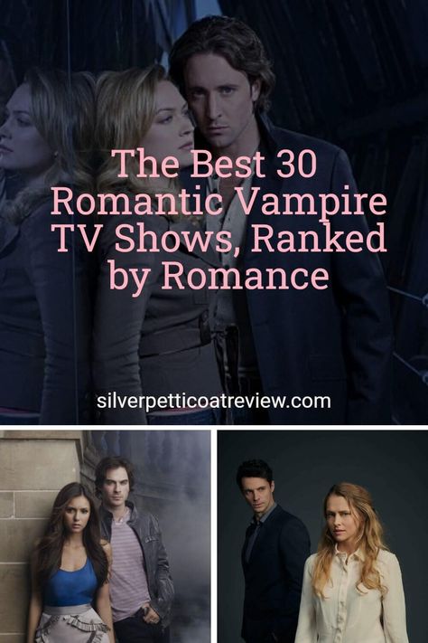 These are the most romantic vampire TV shows of all time. Read our ranking of romantic vampire shows, ranked by romance and quality. From the Moonlight TV Series to A Discovery of Witches, Buffy, The Vampire Diaries, and more. | paranormal romance | urban fantasy | The Vampire Diaries | Damon and Elena | Mick and Beth | Buffy and Angel | Korean Dramas | Kdramas | Supernatural romance | Fictional Couples Vampire And Witch Couple, Romance Tv Series, Fantasy Series Tv Shows, Fantasy Romance Movies, Dark Romance Movies, Vampire And Werewolf Couple, Romance Tv Shows, Vampire Movies List, Damon X Elena