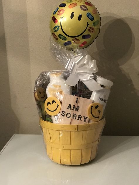 Gift basket for an apology I’m Sorry Basket, Im Sorry Gifts For Boyfriend, Apology Gifts For Girlfriend, Sorry Gifts For Girlfriend, Sorry Gifts For Boyfriend, Boyfriend Apology, Boyfriend Ideas Gift, Im Sorry Gifts, Relationship Pics