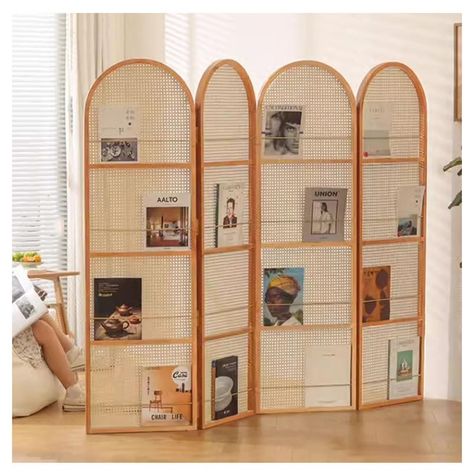 PRICES MAY VARY. -The size of our room divider is designed according to the height of most people. It can meet the needs of most people in the process of using the wood screen. -It is also lightweight, you can move it according you want, and change scenarios anytime, anywhere to use. -The main part of the folding privacy screen is made by professional Handmade artisans. Make sure every detail of the product is perfect. -It's also totally suitable to use this room divider as a background wall to Canopy Room Divider, Room Separator Curtain, Room Divider In Living Room, Tall Room Dividers, Studio Apartment Bookshelf Divider, Bedroom With Room Divider, Minimalist Pop Up Booth, Pegboard Room Divider, Office Room Divider Ideas