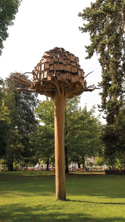 “Implantations” by Bob Verschueren in Annecy, FR, 2020 (LP) Nature, Contemporary Bird Feeders, Ephemeral Architecture, Bird Habitat, Modern Birdhouses, Artificial Island, Bird Sanctuary, Festival Ideas, Public Sculpture