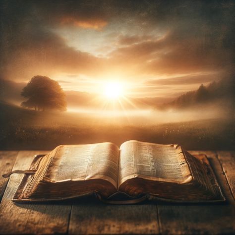 Open Bible Image, Bible Background, Peaceful Sunrise, Christian Scripture Art, God Is Light, Book Cover Background, Gospel Reading, Oldest Bible, Open Bible