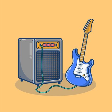 Guitar Cartoon Drawing, Electric Guitar Illustration, Electric Guitar Drawing, Guitar Cartoon, Music Themed Cakes, Music Clipart, Guitar Illustration, Guitar Vector, Guitar Drawing