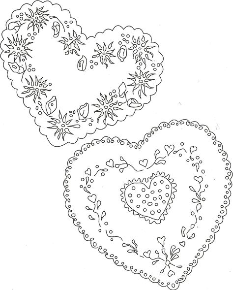 Heart tag pattern for card. Hearts Embroidery, Lace Hearts, Parchment Crafts, Heart Gift Tags, Valentines Day Coloring Page, Heart Coloring Pages, Embroidery Hearts, Ideas Embroidery, Christmas Embroidery Patterns