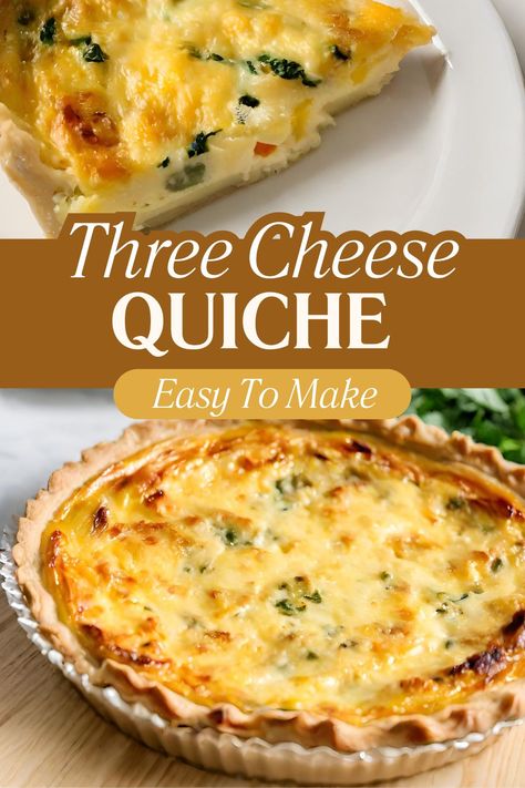 Three Cheese Quiche - If you're on the hunt for a versatile and savory dish that can be enjoyed for breakfast, brunch, or dinner, look no further than the Three Cheese Quiche. Pie, Easy Cheese Quiche, Quiche Recipes Cheese, Cheese Quiche Recipes Easy, 3 Cheese Quiche, Egg Casserole Crockpot, Cheese Quiche Recipes, Three Cheese Quiche, Cheesy Quiche