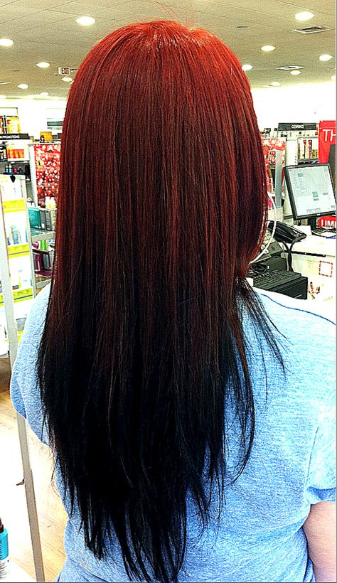 Reverse Ombré ... Red to black fade hair