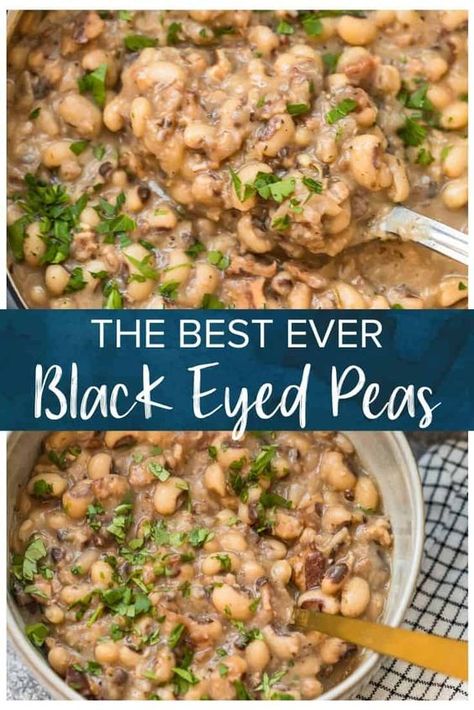 Black Eyed Pea Recipes Southern, Essen, Bacon Black Eyed Peas, Blacked Peas Recipe, Stewed Black Eyed Peas, Black Eyed Peas Stove Top, Stovetop Black Eyed Peas, Black Eye Pea Recipes New Years, No Soak Black Eyed Peas