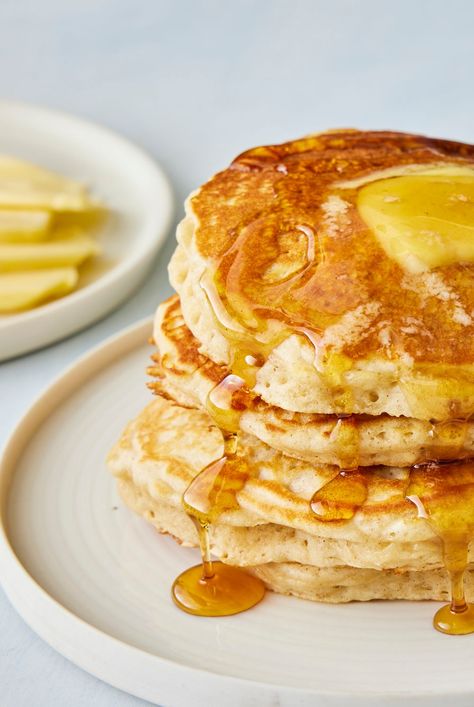 Make the start of the day better with a stack of warm homemade pancakes. Learn how to make these Old-Fashioned Pancakes from scratch, then serve with maple syrup, butter, or fruit. #recipeideas #recipes #pancakes #breakfastrecipes #brunch #southernliving Southernliving Recipes, Scratch Pancakes, Oven French Toast, Basic Pancake Recipe, Recipes Pancakes, Yummy Pancakes, Breakfast Omelet, French Toast Pancakes, Making Pancakes