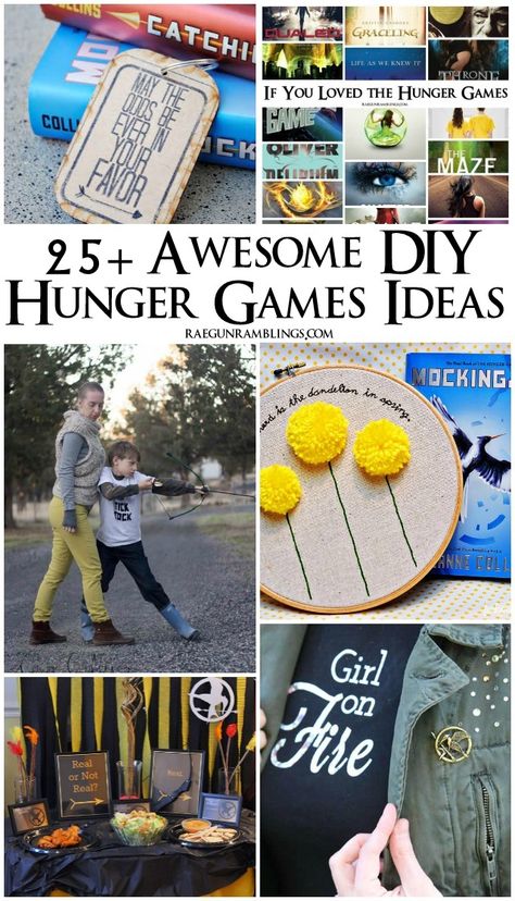 Lots of great Hunger Games crafts, party ideas, recipes, book recommendations and more - Rae Gun Ramblings Hunger Games Crafts, Hunger Games Theme, Hunger Games Party, Book Themed Party, Recipes Book, Crafts Party, Hunger Games Series, Hunger Games Trilogy, Teen Party