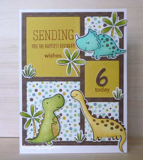 A Scrapjourney Dinosaur Stamps, Dinosaur Cards, Mft Cards, Birthday Cards For Boys, Bday Cards, Boy Cards, Birthday Cards For Men, Kids Birthday Cards, Animal Cards