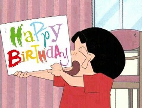 Kawaii, Humour, Cute Birthday Cartoon Drawing, Happy Birthday Cartoon Cute, Shin Chan Aesthetic, Shinchan Birthday, Cartoon Shinchan, Happy Birthday Cartoon, Funny Happy Birthday Pictures