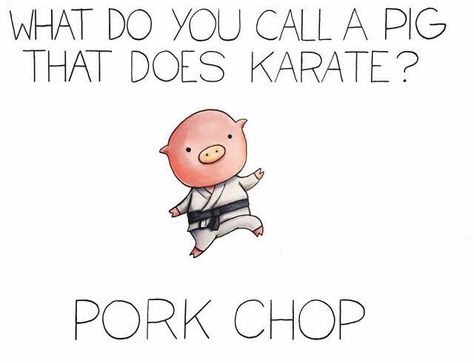 Pork chop Humour, Hilarious Puns, Best Dad Jokes, Punny Jokes, Laughing Funny, Cheesy Jokes, Dad Jokes Funny, Clean Funny Jokes, Funny Puns Jokes