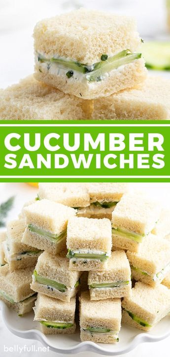 Cucumber Sandwiches are an appetizer must for a tea party, Mother's Day brunch, baby shower, bridal shower, or any get together. Simple finger food that's cool, fresh, light, and so delicious! Seafood Stack, Sandwich Buffet, Brunch Baby Shower, Fresh Appetizers, Resep Diet Sehat, Tea Party Sandwiches, Tea Sandwiches Recipes, Spicy Appetizers, Party Sandwiches