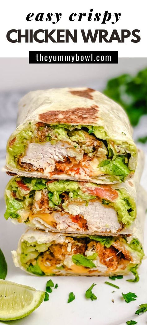 Chicken coated in smoked paprika Crispy Breadcrumbs, stuffed in a wrap with the most delicious fillings imaginable! A super tasty tortilla wrap recipe for your snack, meal prep, or healthy lunch #crispychickenwrap #chickenwrap #wrapsaucerecipes #chickenwraprecipe Chicken Wrap Recipes Healthy, Snack Meal Prep, Tortilla Wrap Recipe, Chicken Wrap Recipe, Crispy Chicken Wraps, Wraps Recipes Easy, Wraps Recipes Healthy, Plats Healthy, Tortilla Wrap