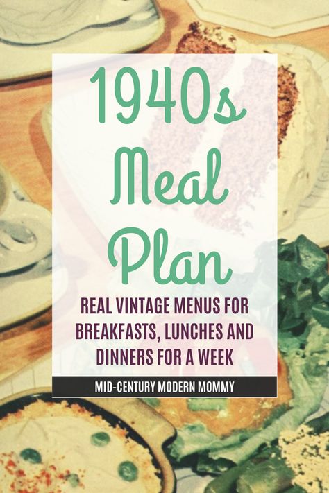 Tired of the same old dinners? Try a week of vintage meal plans for breakfast, lunch, and dinner. Wake up your inner vintage housewife while you're stuck in quarantine! #1940shousewife #1950shousewife #midcenturymom #midcenturymenu #quarantine Wartime Recipes, Happy Homemaking, Meal Planning Menus, Vintage Housewife, Heirloom Recipes, Vintage Menu, Vintage Cooking, Grandmas Recipes, Food History