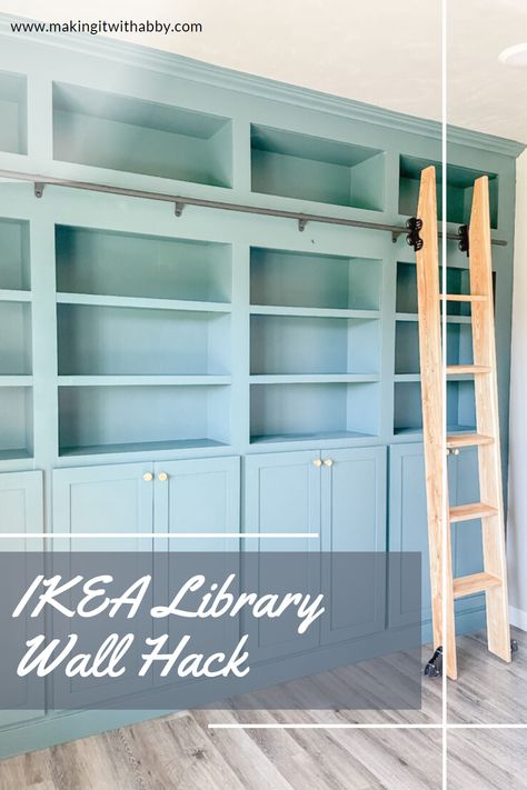 Diy Build In Bookshelves, Built In Bookshelves Diy Billy Bookcases, How To Make Ikea Bookcases Look Built In, Diy In Wall Bookshelf, Making Bookcases Look Built In, Library Storage Ideas, Diy Office Library, Diy Wall Of Bookshelves, Diy Corner Built In