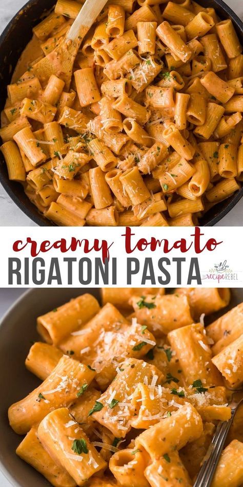 Easy Recipes Pasta, Tomato Rigatoni, Creamy Rigatoni, Rigatoni Pasta Recipes, Rigatoni Recipes, Easy Delicious Dinners, 30 Minute Meals Easy, Easy Pasta Dinner, Rigatoni Pasta