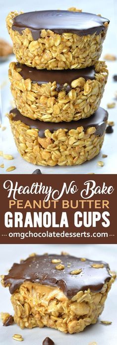 If you are looking for healthy and easy recipes to make ahead and have on hand when you need little boosts of energy these Healthy No Bake Peanut Butter Granola Cups are perfect. Granola Cups, Easy Recipes To Make, Healthy No Bake, No Bake Peanut Butter, Overnight Oat, Peanut Butter Granola, Makanan Diet, Oreo Dessert, Think Food