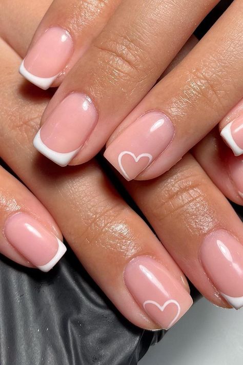 Round French Nails, Biab Nails, Elegant Touch Nails, Girly Nails, Pink Tip Nails, Unghie Sfumate, Nail Board, Unghie Nail Art, Cute Simple Nails