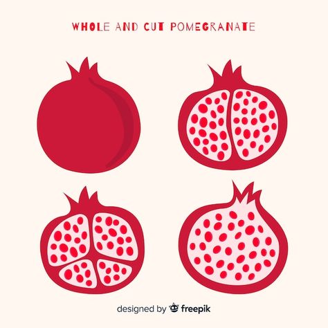 Granada, Cut Pomegranate, Pomegranate Drawing, How To Cut Pomegranate, Pomegranate Vector, Fruit Logo Design, Pomegranate Art, Pomegranate Design, Fruit Logo