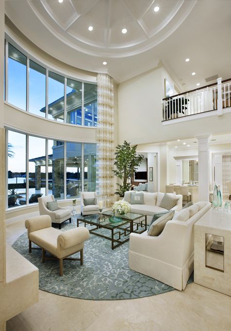 Stunning floor-to-ceiling windows in this gorgeous two story living room at Frenchman's Harbor, FL Formal Living Room Designs, Bilik Idaman, Dream Living Rooms, Hus Inspiration, Luxury Homes Dream Houses, Floor To Ceiling Windows, House Goals, Ceiling Windows, Formal Living Rooms