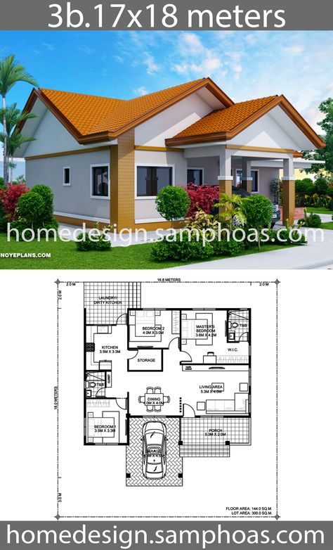 Pelan Lantai Rumah, Philippines House Design, Small Modern House Plans, Bungalow Style House, Pelan Rumah, Bungalow Style House Plans, House Plans Ideas, Affordable House Plans, Building House Plans Designs