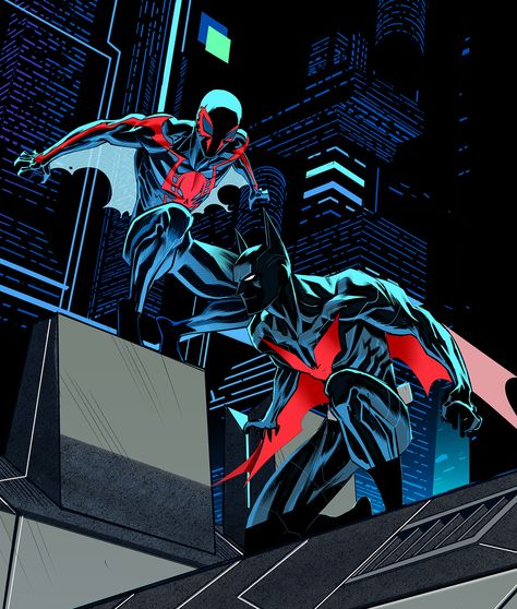 Dan Mora, Marvel And Dc Crossover, Spider Man 2099, Batman Spiderman, Univers Dc, Pahlawan Marvel, Spiderman Artwork, Batman Wallpaper, Batman Comic Art