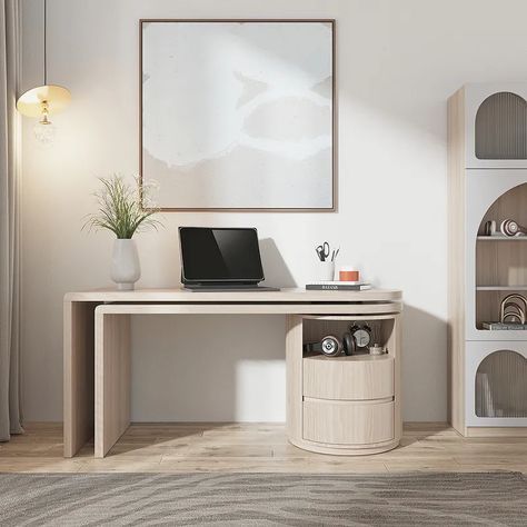 Modern Wash White L Shaped Desk 1 Cabinet & 2 Drawers 1520mm Oak Executive Office Desk Swivel Office Desk, Small Modern Desk, Large Modern Desk, Nested Desk, L Shape Table, Minimal Office Desk, Modern Office Desk Design, Functional Office Space, White Oak Desk