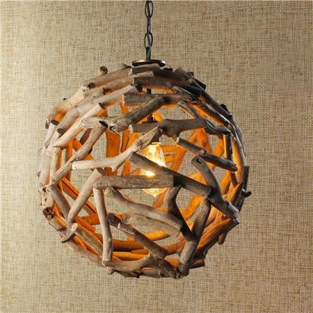 Driftwood Ball Pendant Light - Shades of Light Driftwood Projects, Driftwood Chandelier, Diy Dekor, Driftwood Diy, Lampe Diy, Diy Pendant Light, Ball Pendant Lighting, Driftwood Lamp, Diy Lampe