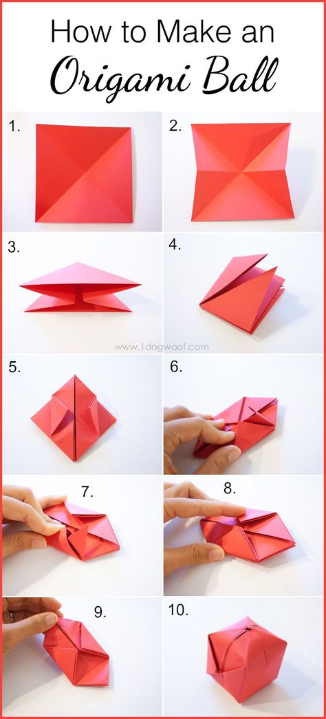 How to Make an Origami Ball | www.1dogwoof.com Origami Apple, Origami Balloon, Origami Kutu, Vika Papper, Origami Ball, Cute Origami, Origami Fashion, Origami For Beginners, Folding Origami