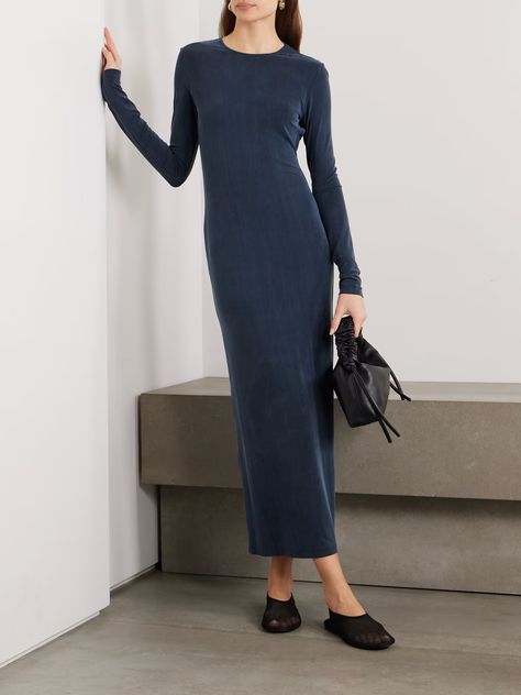 TOVE Nuri stretch-jersey midi dress | NET-A-PORTER Net A Porter Dress, Built In Wardrobe, Blue Midi Dress, Net A Porter, Women Collection, Baby Fashion, Luxury Design, To Work, Porter