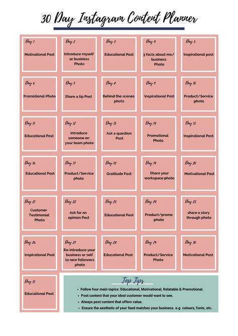 30 Day Content Planner Business, 30 Days Instagram Content For Small Business, 30 Day Instagram Content Planner, 30 Days Instagram Content For Business, Content Planner For Small Business, 30 Day Content Planner Instagram, Content Planner Instagram Business, 30 Days Of Content For Business, Instagram Planner For Business
