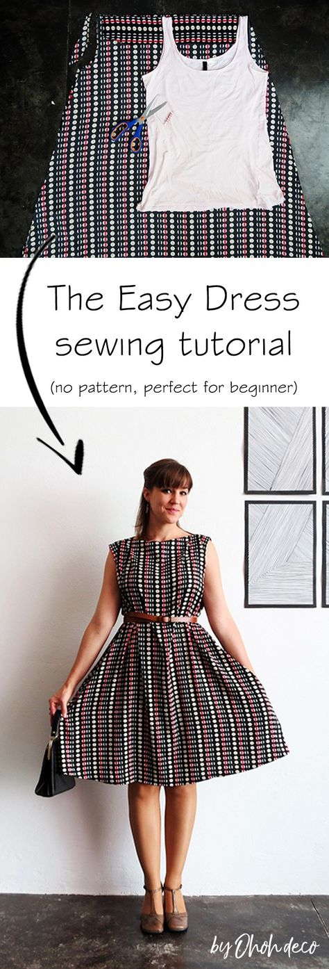 Sewing With No Pattern, Easy Dress Patterns For Women, Easy No Pattern Dress, Beginners Dress Pattern, Sewing Clothes Without A Pattern, Easy Dresses To Make, Easy Sew Costumes, Easiest Dress To Sew, No Pattern Sewing Clothes