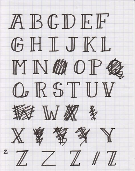 Sketch each glyph of your font - How to create your own font using Illustrator and Glyphs app - HelloBrio.com Aesthetic Fonts For Projects, Font Designs Alphabet, How To Draw Fonts Letters, Fonts Easy To Write, Easy Fonts For Projects, Easy To Write Fonts, How To Draw Different Fonts, Font Ideas For Projects, Easy Font Ideas