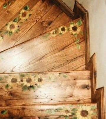 Decoupaged flowers on edge of steps Apartment Stairs, Painted Staircases, Flower Bedroom, Painted Stairs, Trendy Home, Stairs Design, Home N Decor, Bars For Home, House Inspiration