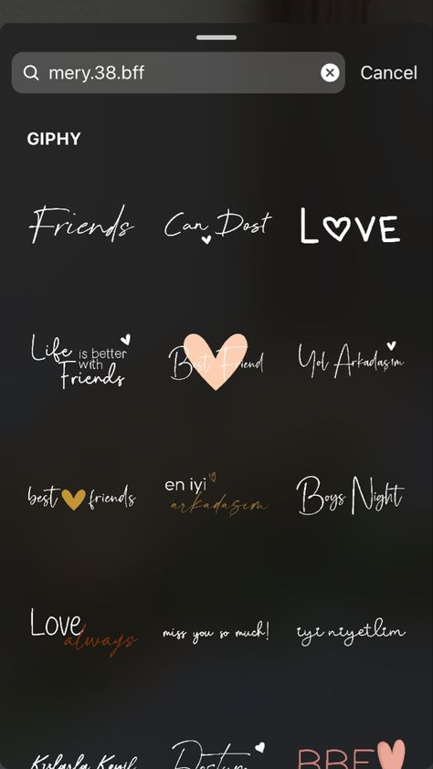 Love For Instagram Story, Font Ideas Instagram, Instagram Story Stickers Friends, Bestie Instagram Stickers, Ig Story Ideas Sticker, Sister Gifs Insta, Positive Insta Bio Ideas, Insta Story Search Ideas, Ig Story Ideas Aesthetic Night