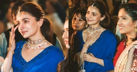 Alia Bhatt gets teary-eyed during BFF's bidaai, looks gorgeous in a blue saree Alia Bhatt #Alia_Bhatt, #News #Alia_Bhatt Alia Bhatt In Blue Saree, Friend Wedding Outfit Indian, Saree Alia Bhatt, Alia Bhatt Indian Wear, Lehenga Shoot, Alia Bhatt Lehenga, Alia Bhatt Saree, Gully Boy, Wedding Outfits Indian