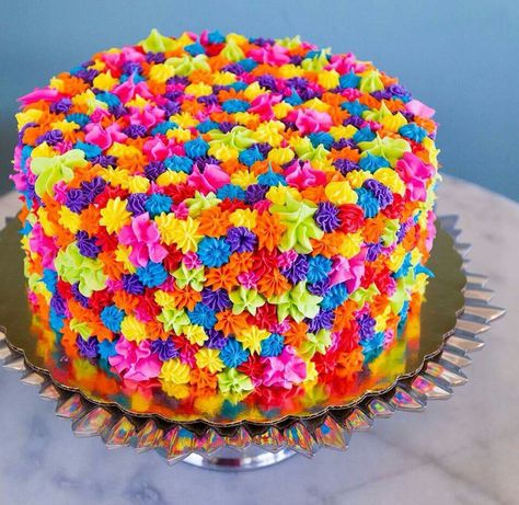 Essen, Moravian Sugar Cake, Bright Birthday Cakes, Moravian Cookies, Neon Birthday Cakes, Neon Cakes, First Birthday Cupcakes, Candy Birthday Cakes, Local Bakery