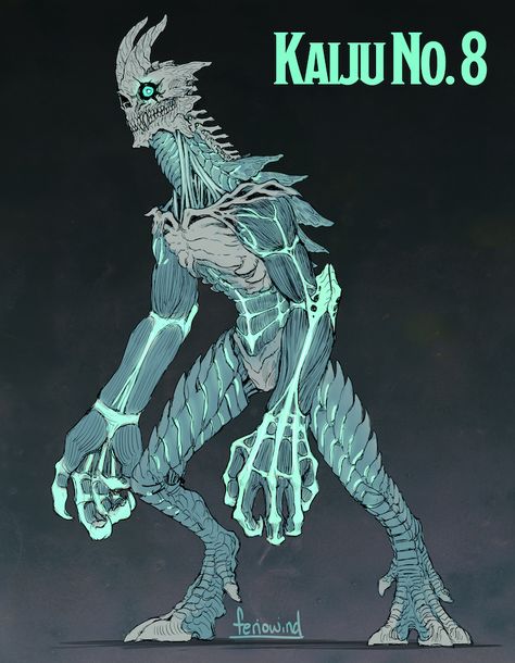 Humanoid Kaiju Concept Art, Kafka Hibino Kaiju No 8, Kaiju Art Character Design, Kaiju Character Design, Kaiju Oc Art, Kaiju Number 8, Kaiju No 8 Fanart, Human Kaiju, Kaiju Concept Art