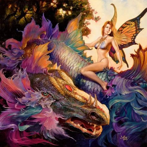 Julie Bell on Instagram: “The Faerie Suzanne is a portrait of my sister that I painted in 2000.” Boris Vallejo, Julie Bell, Bell Art, Art Fantasy, Fantasy Paintings, Dope Art, Fantasy Artist, Fairy Angel, Cool Paintings