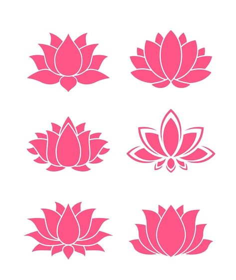Vector pink lotus icons flowers and yoga... | Premium Vector #Freepik #vector #white-lotus #lotus-flower #lotus #lotus-logo Lotus Vector Illustration, Lotus Flower Photo, Lotus Flower Clipart, Lotus Wall Painting, Lotus Icon, Pink Lotus Tattoo, Lotus Flower Outline, Lotus Clipart, Lotus Illustration