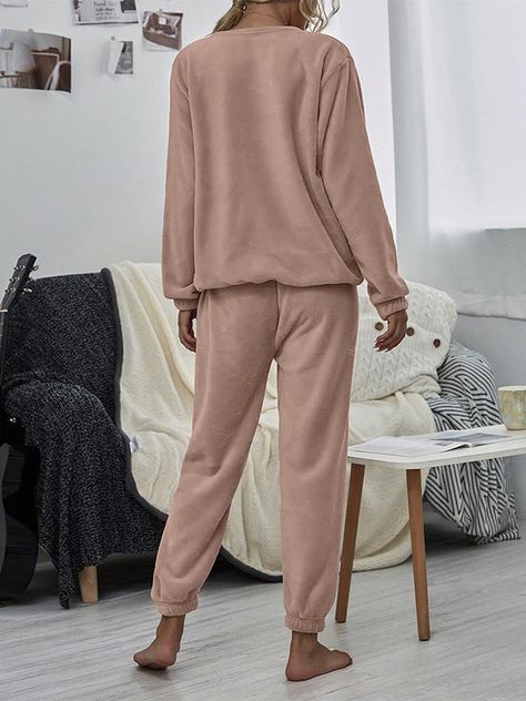 Fall Pajamas, Velvet Sleeve, Women Pajamas, Winter Pajamas, European Women, Solid Clothes, Lounge Set, Basic Style, Lounge Sets