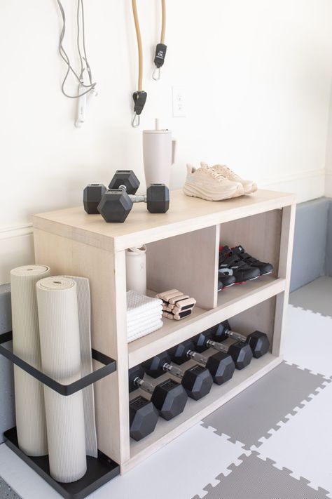Garage Organization Ideas: How We Organized Our Garage - Teresa Caruso Ruang Gym, Workout Room Home, Gym Room At Home, Home Gym Decor, Home Gym Design, Gym Room, Gym Decor, Hus Inspiration, Gym Design