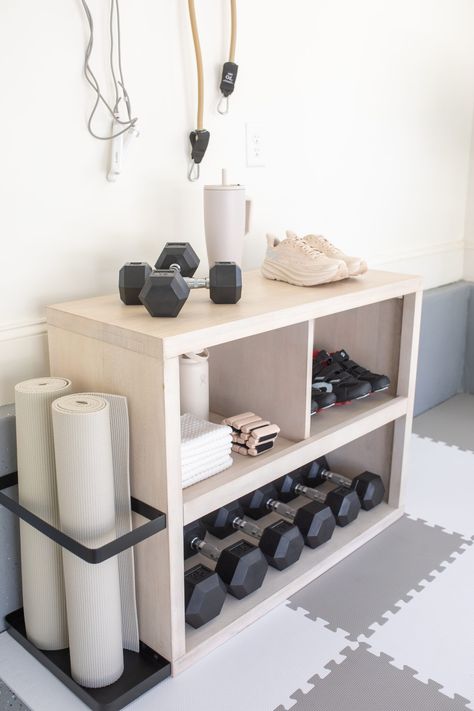 Garage Organization Ideas: How We Organized Our Garage - Teresa Caruso Ruang Gym, Workout Room Home, Gym Room At Home, Home Gym Decor, Home Gym Design, Gym Room, Gym Decor, Hus Inspiration, Basement Remodeling