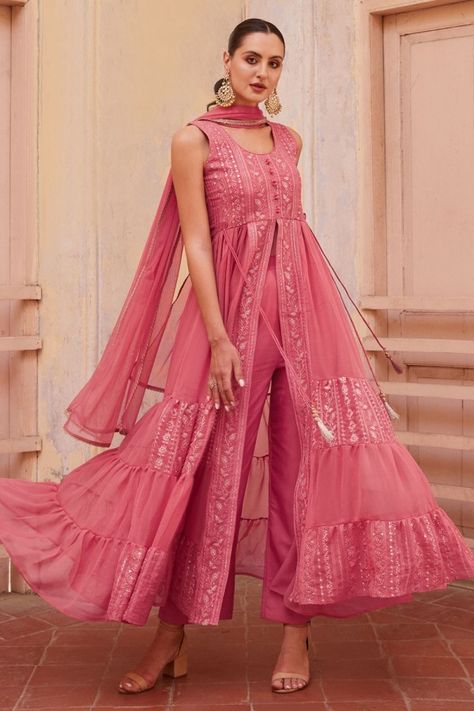 Rouge Pink Designer Pant Kameez Suit Kurti Pant Set, Lehenga Choli Wedding, Kurti Pant, Party Wear Dress, Zari Embroidery, Georgette Tops, Lehenga Style, Embroidered Crop Tops, Kurtis With Pants