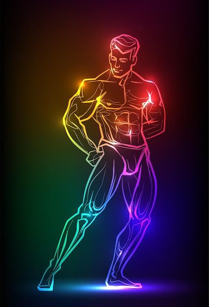 Neon Silhouette, Bodybuilding Logo, Vector Rose, Diy Gym Equipment, Gym Design Interior, Workout Man, Gym Wallpaper, Gym Wall Decal, Fitness Wallpaper